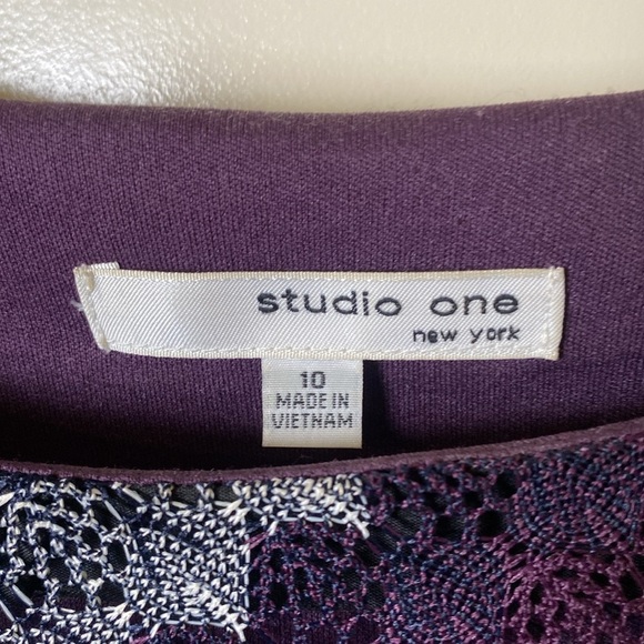 G50. Studio One size 10 Dress Crochet Shell Lined Waist Tie - Picture 4 of 8